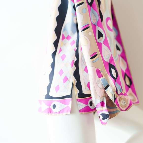 EMILIO PUCCI Vintage Multicolour Psychedelic Long Sleeve Silk Blouse - Picture 9 of 13